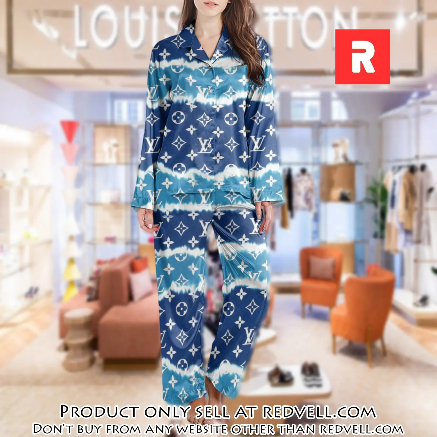 Lv monogram long satin pajama set pjs1011 rv5540548